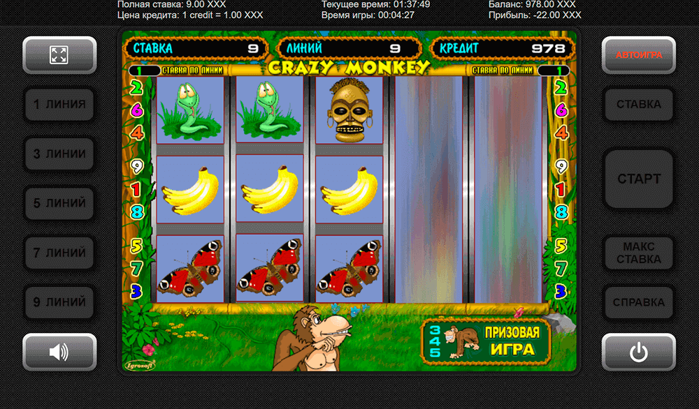 Автоспины в Crazy Monkey